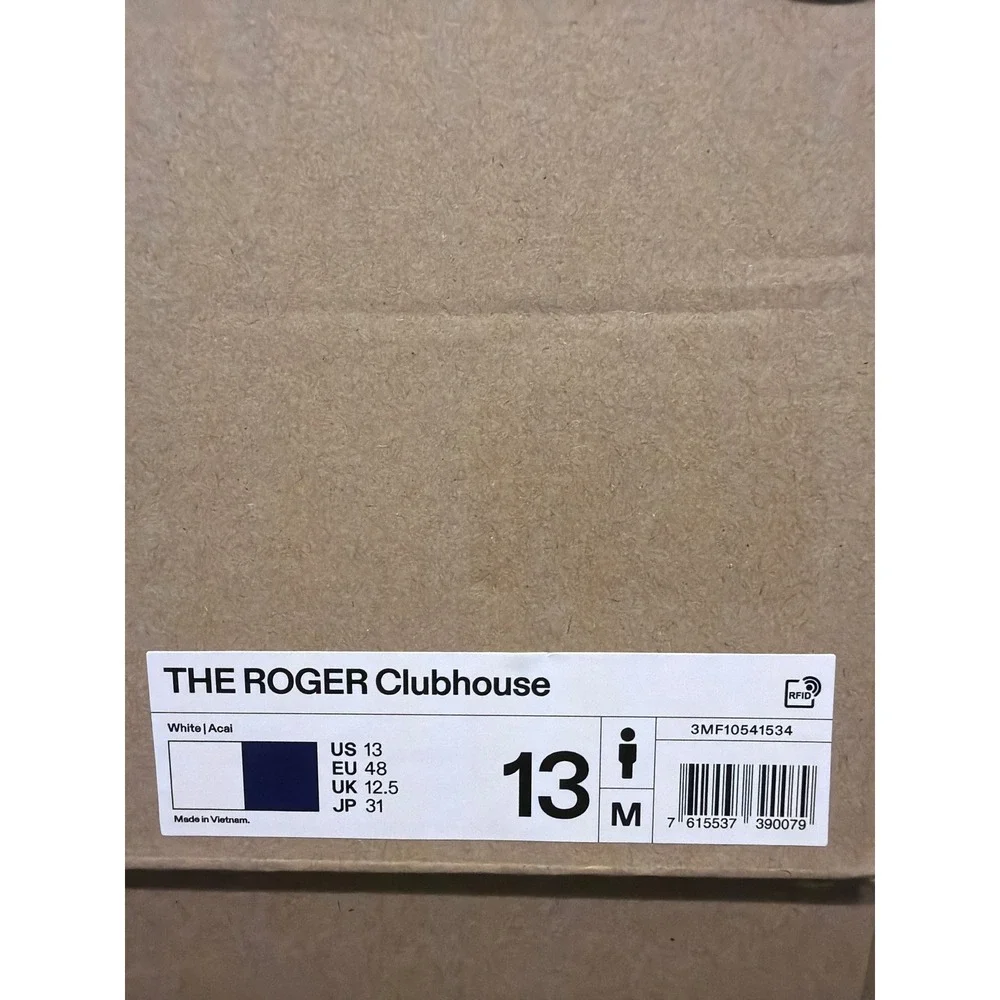 On Men's THE ROGER Clubhouse Shoes White Acai Size 13 New in Box No Lid